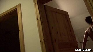 german teen 18+ in stockings gives deepthroat blowjob in bathtub