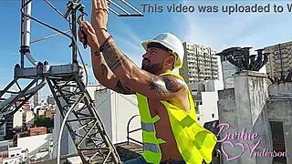 barbie anderson hooks up with the bricklayer for a steamy encounter.