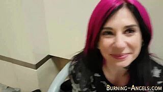 Goth emo girl exploring alternative experiences.