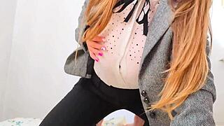 Sexy brunette student films solo orgasm at home