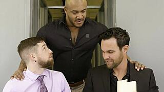 Two Hunks Suck Big Boss’s BBC for Extension on Raging Stallion