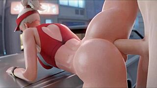 Damn, life-guard Mercy gets ass-fucked, legs split outdoors! 🔥