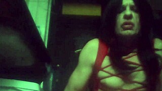 tranny bitch cumshot with dildo and cock