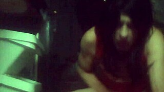 tranny bitch cumshot with dildo and cock