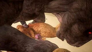 Minotaur Drills Lion Hard with Anal and Cums in Mouth