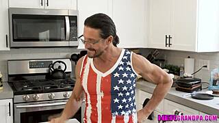 poor old grandpa tommy gunn’s swollen cock gets relief from mae milano’s helping hand