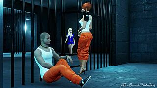 Double trouble in prison with anal assfucking blowjobs and cumshots