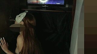 wife sucks big black cock through glory hole