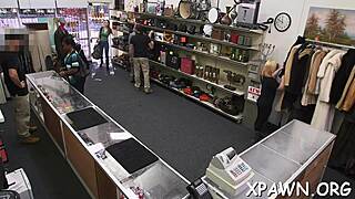 lovely doxy sucks and fucks in shop orgasm