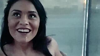 romanian babe swallows cum after public outdoor handjob