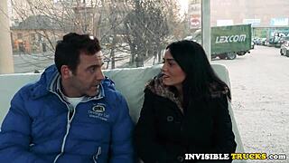romanian babe swallows cum after public outdoor handjob