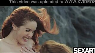 Two Hot Redheads Dive into Wild Lesbian Sex on Beach