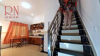 Naked Maid In Pantyhose Gets Orgasm While Cooking!