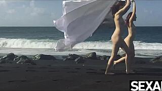 Two Hot Redheads Dive into Wild Lesbian Sex on Beach