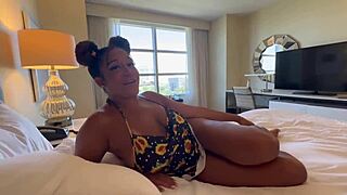 pervy stepbro shares bed with thick stepsis on vacation and creampies her deep