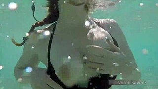 public exhibitionist german teen veronikavonk flashes big boobs by the sea with a kinky vibe