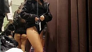 Beautiful woman gets great pleasure from dangerous orgasms in the fitting room