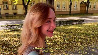 I controlled her toy on the street before intense action.