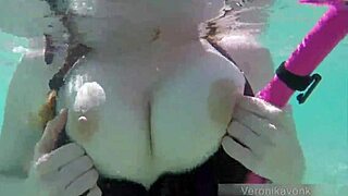 public exhibitionist german teen veronikavonk flashes big boobs by the sea with a kinky vibe