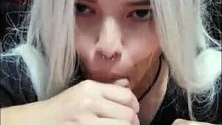 White Moon sucked my balls to head in deepthroat blowjob with big cock.