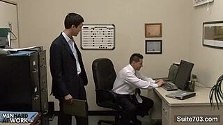 Oh yeah, horny gay workers sucking and fucking monster cocks in the office!