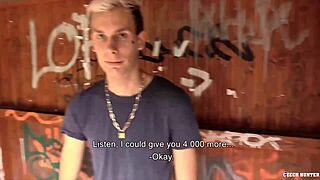 yo, david got cash for first-time gay anal and blowjob, wild stuff!