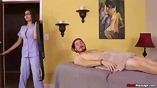 Mean Super Hot Teen 18+ Dominates Slave with Handjob and Massage