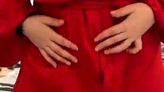 Petite Brunette in Red Lingerie Teases Her Big Ass. She Plays with Herself in Reality.