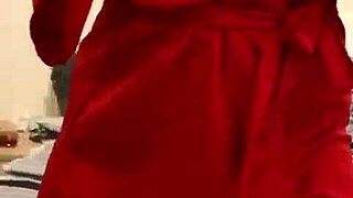 Petite Brunette in Red Lingerie Teases Her Big Ass. She Plays with Herself in Reality.