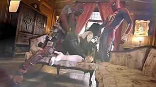 Wicked magician couple have asian waitress watch their intimate moments