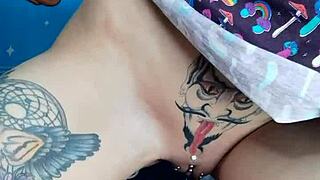 Nastya Fox splits wide and drills herself with unicorn toy on clitoris.