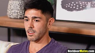 STRAIGHT GUY GETS FIRST DEEPTHROAT BLOWJOB FROM GAY ROOMMATE IN DORM