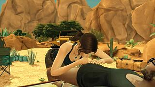 sims 4 tomb raider parody: egyptian girl gets rough handjob outdoors 😏