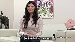 Busty Cutie Fucks Doggy Style On Sofa In Office Casting