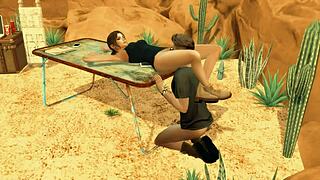 sims 4 tomb raider parody: egyptian girl gets rough handjob outdoors 😏