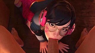 uhh, school-girl d va sucks cock so good, then gets messy facial!