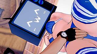 tv woman enjoys having sex while wearing her bikini in this 3d anime
