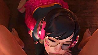 uhh, school-girl d va sucks cock so good, then gets messy facial!