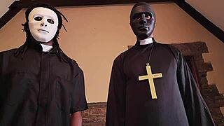 nun in 3sum with priests, bent over for doggystyle and face fucking 😈