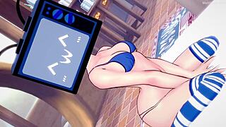 tv woman enjoys having sex while wearing her bikini in this 3d anime