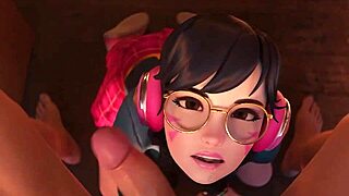 uhh, school-girl d va sucks cock so good, then gets messy facial!