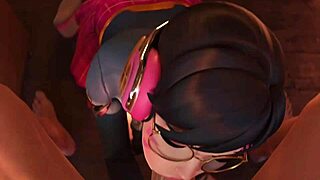 uhh, school-girl d va sucks cock so good, then gets messy facial!