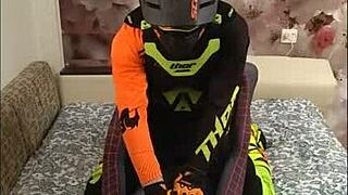 Spiderman feels intense passion with the biker in spandex.