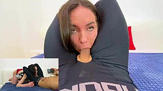 nataly gold sucks old cock hard, getting cum in mouth domination