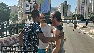 naughty guy gets double fucked bareback?