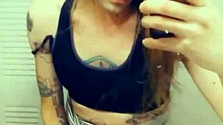 Miniskirt tranny can't resist flashing her cock in public spots.