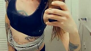 Miniskirt tranny can't resist flashing her cock in public spots.