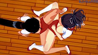 asuka and homura dive into steamy lesbian play in senran kagura hentai