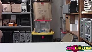 Teen thief caught and stuffed with huge office cock.