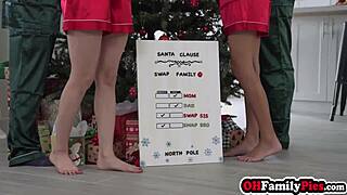 Big cock for Christmas surprises hot milf stepmom Pristine Edge and teen stepdaughter Molly Little at Ohfamilypies com